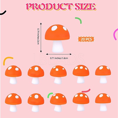 20Pcs Mushroom Silicone Focal Beads JX901G-1