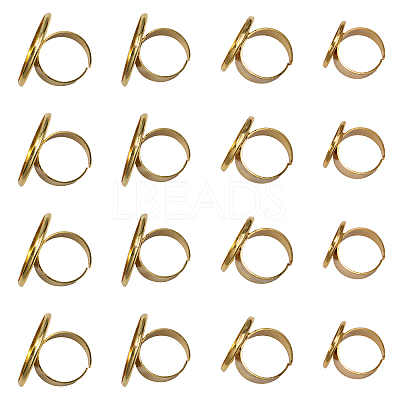 16Pcs 4 Size Adjustable Brass Finger Rings Components KK-CA0002-22G-1