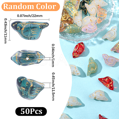 50Pcs Baking Paint and Golden Metal Enlaced Glass Beads DGLA-SC0001-05-1