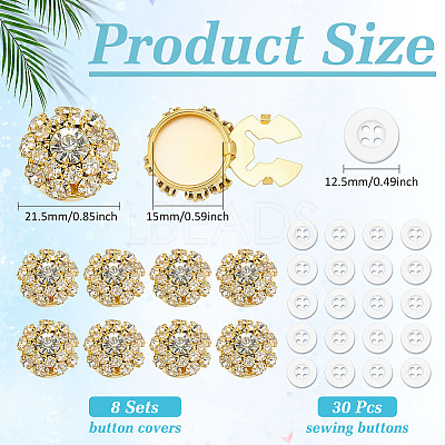 8Pcs Brass Rhinestone Cufflinks KK-ME0003-84G-1