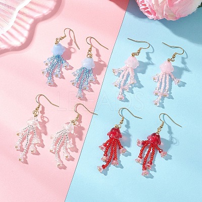 Glass Seed & Glass Beaded Dangle Earrings EJEW-MZ00687-1