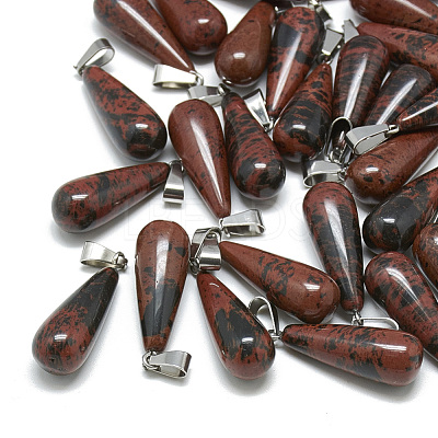 Natural Mahogany Obsidian Pendants X-G-T081-09-1