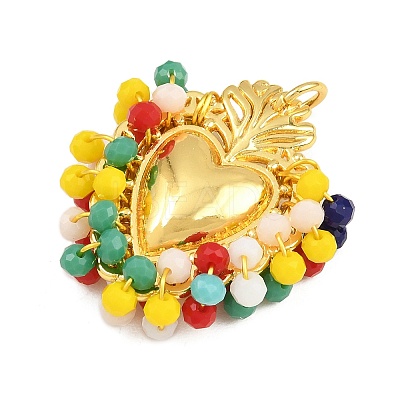 Alloy & Glass Seed Beaded Pendants GL-CBA96FD-01G-03-1
