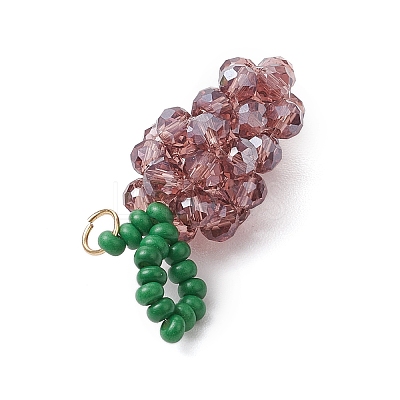 Handmade Glass Beaded Grape Pendants PALLOY-MZ00489-1