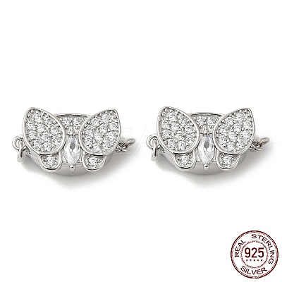 Rhodium Plated 925 Sterling Silver Pave Clear Cubic Zirconia Box Clasps STER-M114-10P-1