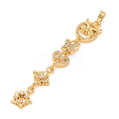 Tassel Brass Micro Pave Clear Cubic Zirconia Big Pendants KK-L271-01G-03-1