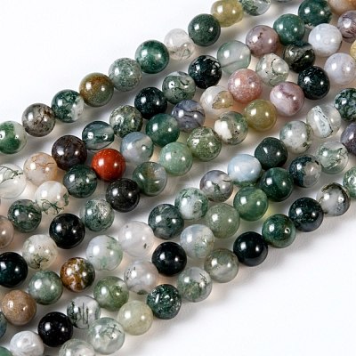 Natural Indian Agate Gemstone Bead Strands G-R201-8mm-1