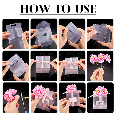 Clear PVC Candy Gift Packaging Boxes with Ribbon & Artificial Flower CON-TAC0001-20E-1