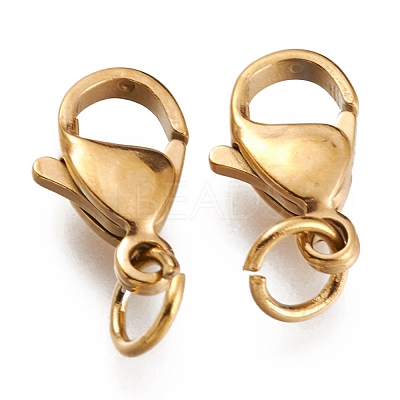 Ion Plating(IP) 304 Stainless Steel Lobster Claw Clasps STAS-G240-01D-G-1
