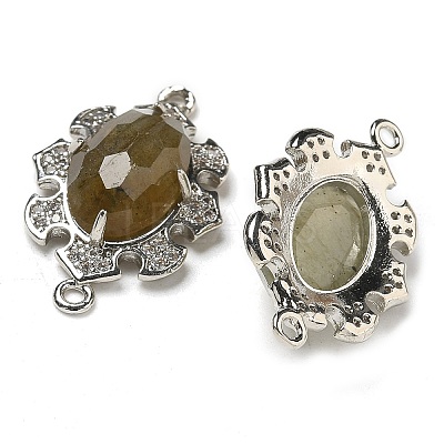 Natural Labradorite Faceted Oval Connector Charms G-G181-06P-07-1
