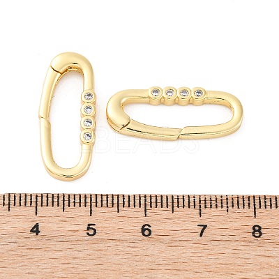 Brass Micro Pave Clear Cubic Zirconia Spring Gate Rings KK-S510-04G-1