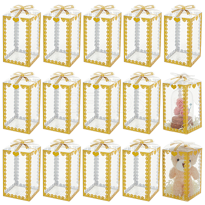 Folding Heart Print Transparent PVC Gift Packing Boxes CON-WH0085-192B-01-1