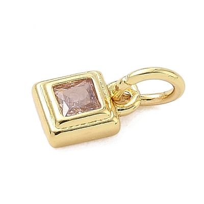 Brass Pave Cubic Zirconia Pendants KK-K368-13G-1