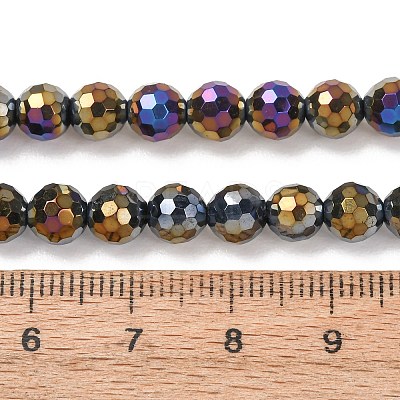 Electroplated Natural Agate Beads Strands G-B191-A07-6mm-04-1