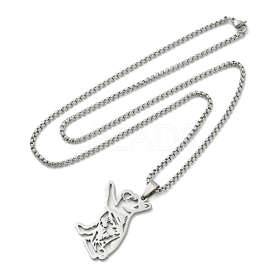 201 Stainless Steel Dog Outline Pendant Necklaces NJEW-P327-06P-1