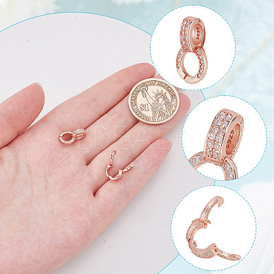2Pcs 925 Sterling Silver Micro Pave Clear Cubic Zirconia Enhancer Shortener Bails STER-AR0001-22RG-1