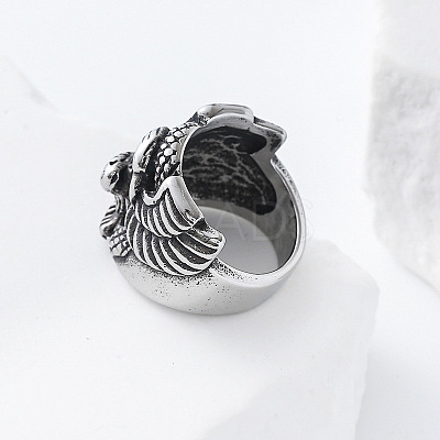 304 Stainless Steel Snake with Eagle Finger Rings for Men TH9949-2-1