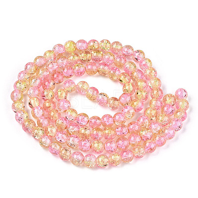 Spray Painted Crackle Glass Beads Strands CCG-Q002-8mm-03-1