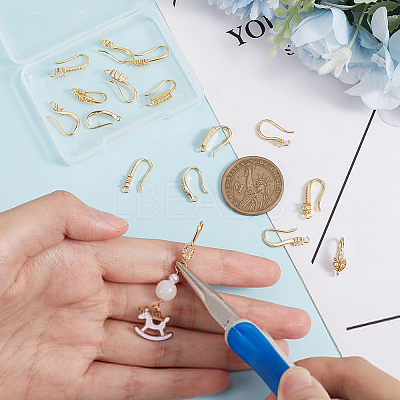 8 Pairs 8 Styles Brass Micro Pave Clear Cubic Zirconia Earring Hooks ZIRC-BC0001-25-1