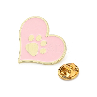 Heart with Paw Print Enamel Pins JEWB-I048-01G-1