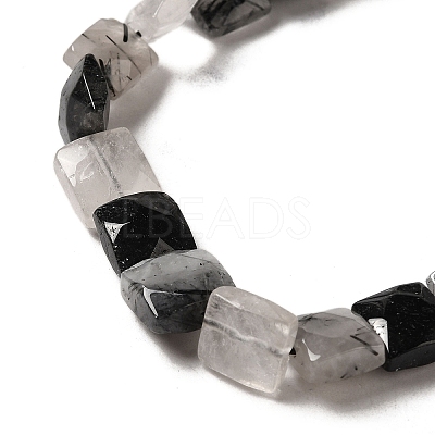 Natural Black Tourmalinated Quartz Beads Strands G-C109-A01-02-1
