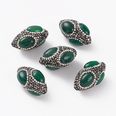 Natural Dyed & Heated Green Onyx Agate Beads G-C300-09-1