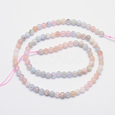 Natural Morganite Round Bead Strands X-G-I159-4mm-1