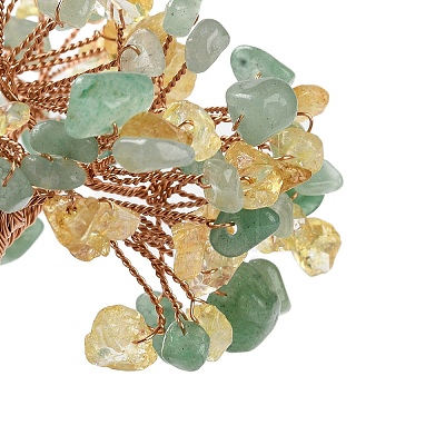 Natural Yellow Quartz & Green Aventurine Chips Tree Decorations DJEW-M012-01C-1