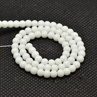 Opaque Solid Color Glass Round Beads Strands X-GLAA-F032-8mm-01-1