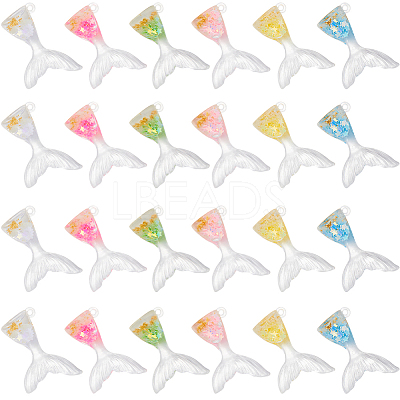24Pcs 6 Colors Luminous Transparent Resin Pendants RESI-SP0001-01-1