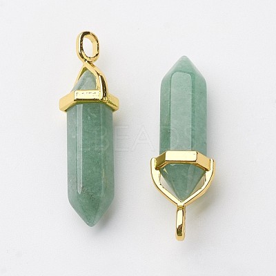Natural Green Aventurine Double Terminated Pointed Pendants G-G902-B16-1