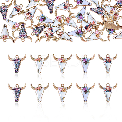 50Pcs 5 Style Zinc Alloy Enamel Pendants PALLOY-CJ0001-145-1
