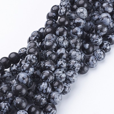 Natural Snowflake Obsidian Beads Strands X-GSR009-1
