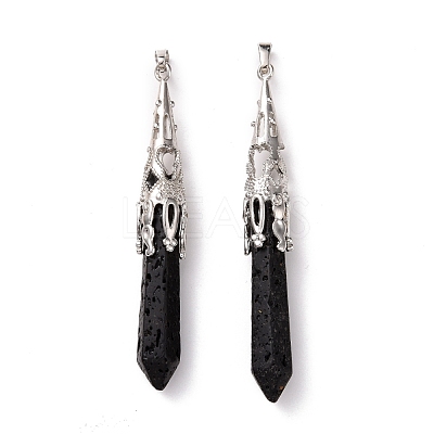 Natural Lava Rock Big Pointed Pendants G-G797-05P-12-1