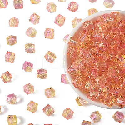 300Pcs Two Tone Transparent Spray Painted Acrylic Beads ACRP-YW0001-16A-1