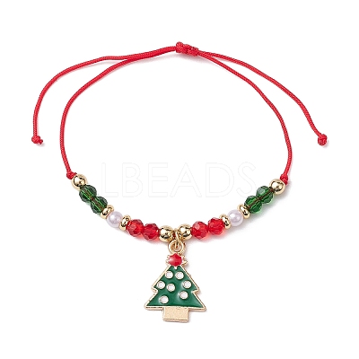 4Pcs 4 Style Christmas Theme Alloy Enamel Charm Bracelets Set BJEW-JB11087-1