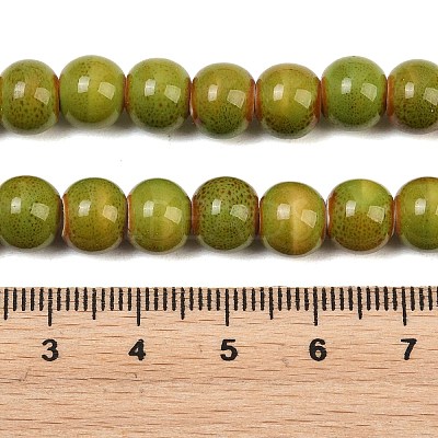Handmade Fancy Antique Glazed Porcelain Ceramic Round Beads Strands PORC-L019-8mm-10-1