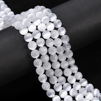 Natural Selenite Beads Strands G-N328-025B-02-1