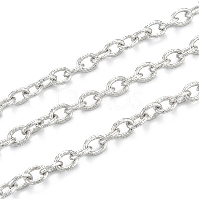 Tarnish Resistant 304 Stainless Steel Textured Cable Chains CHS-O010-04P-1