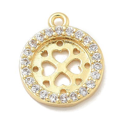 Rack Plating Brass Micro Pave Clear Cubic Zirconia Pendant Cabochon Setttings KK-L224-048G-1