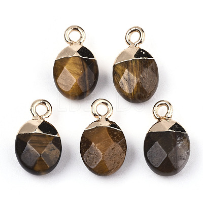 Natural Tiger Eye Charms X-G-N326-58C-1