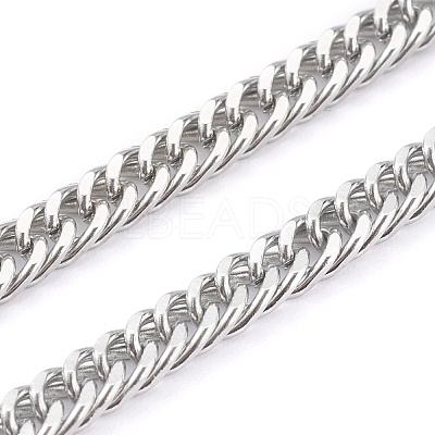 Non-Tarnish 304 Stainless Steel Diamond Cut Cuban Link Chain Necklaces NJEW-JN03368-02-1