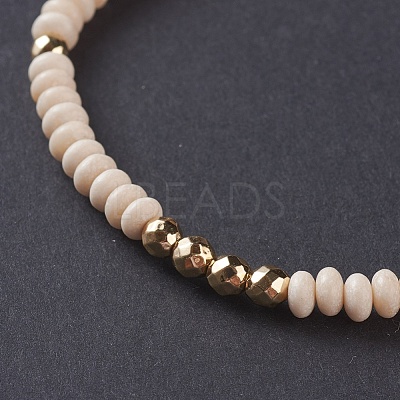 Natural Fossil Braided Bead Bracelets BJEW-O175-C12-1