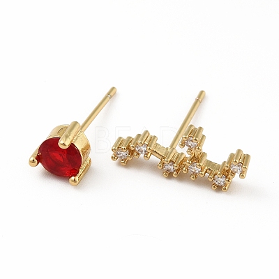 Cubic Zirconia Constellation Asymmetrical Earrings EJEW-C035-16G-06-1