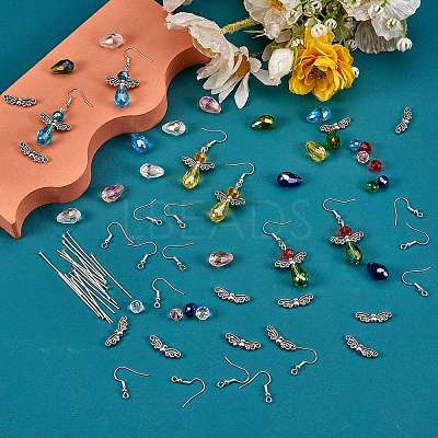 DIY Faceted Beads Earring Making Kit DIY-SZ0007-70-1