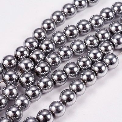 Electroplate Non-magnetic Synthetic Hematite Beads Strands X-G-J169A-8mm-02-1