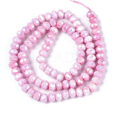 Anti-Tarnish Electroplate Rondelle Glass Beads Strands X-EGLA-T021-6mm-17-02-1
