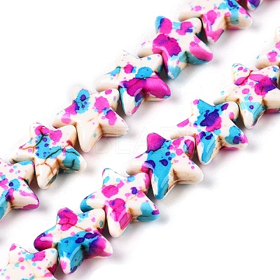 Spray Painted Synthetic Turquoise Beads Strands UNKW-T001-11E-1