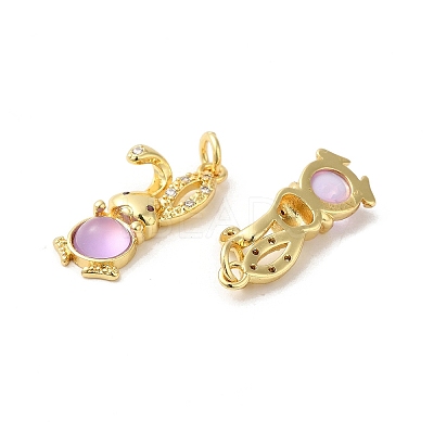Rack Plating Brass Micro Pave Cubic Zirconia Jade Pendants X-KK-K377-92G-01-1