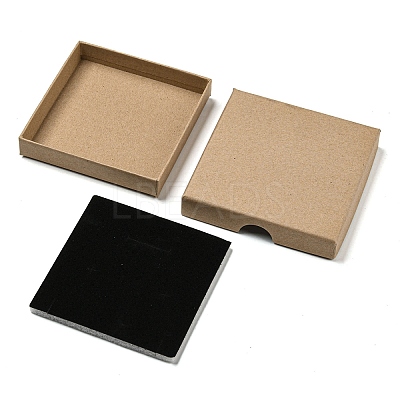 Square Cardboard Kraft Paper Jewelry Box CON-D014-01C-01-1